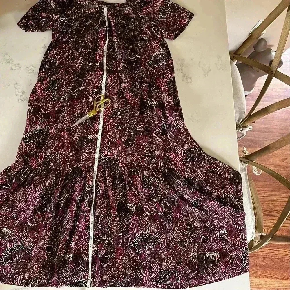 Anthropologie Lisabella Purple Paisley Maeve Tiered Maxi Dress Size M- B5 - Picture 8 of 11